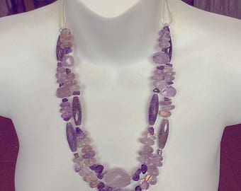 Amethyst elegant single or double strand Purple gem necklace, top quality, mom sister best friend spiritual beaded gift for any occasion