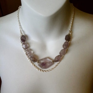 Amethyst holistic necklace with Silver chain