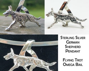 STERLING SILVER German Shepherd Pendant