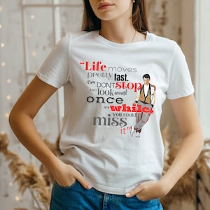 80s Ferris Bueller LIFE MOVES FAST Movie Quote Unisex Short Sleeve Tee, inspired by the Movie!