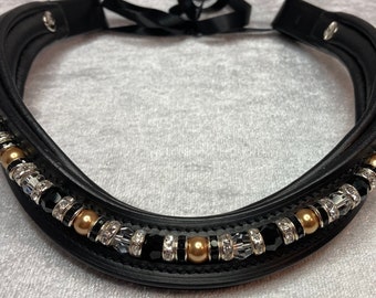 New Designer 5/6 rows clear Crystal Browband full Great gift idea 16" Black New Designer 5/6 rows clear Crystal Browband full Great gift idea 16" Black