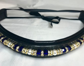 New Designer 5/6 rows clear Crystal Browband full Great gift idea 16" Black New Designer 5/6 rows clear Crystal Browband full Great gift idea 16" Black