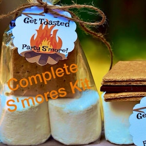12 COMPLETE Smores Kits With Hersheys Chocolate Candy Bar & Smores Favors Tags ~ Fall Smores Bar Candy ~ Smores Wedding Favor Rustic
