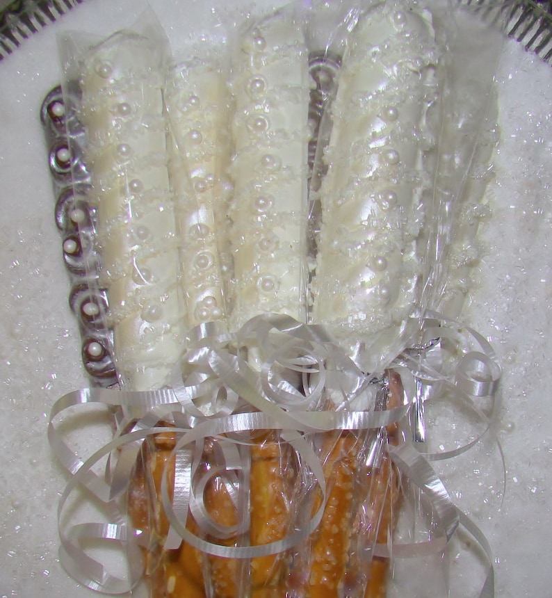 Chocolate Covered Pretzel Rods Chocolate Pretzel Wedding Favors Candy