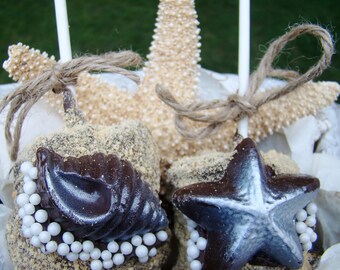 Edible Seashell Chocolate Covered Marshmallow JUMBO Gourmet Marshmallow Pops Smores Favors  Luau Party Favor Beach Wedding Favor Rustic