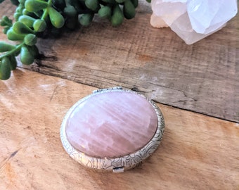 Rose Quartz Solid Perfume Compact-Refillable 100% Natural Essential Oil Fragrance in "Smitten"