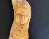 Unique Tree Spirit Wood Face Carving On Bark Signed Canada 7