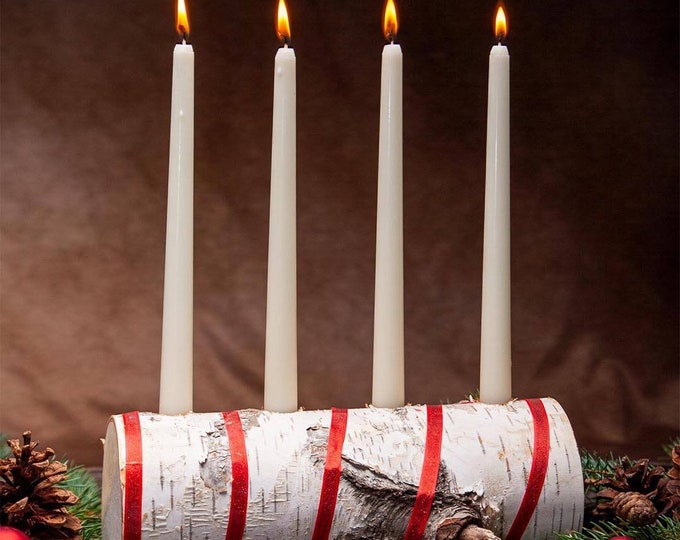 35 Candle YULE Logtaperwhite Birch Log a Rustic Candle Holder With