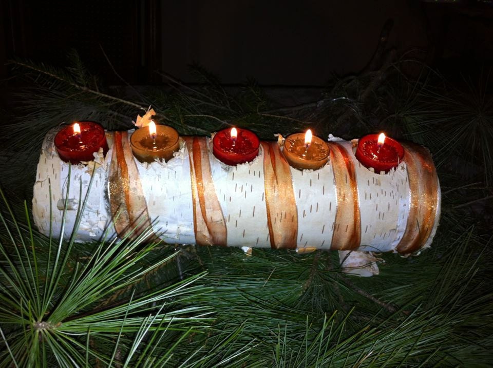 YULE LOGWhite birch log a rustic candle holder with style Etsy