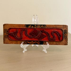 Antique Asian Carved and Decorated Wood Panel