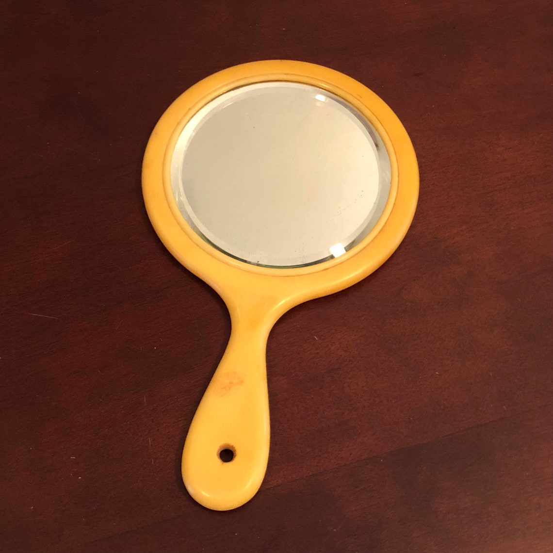1930s Bakelite/Celluloid Hand Held Mirror Beveled Round Etsy