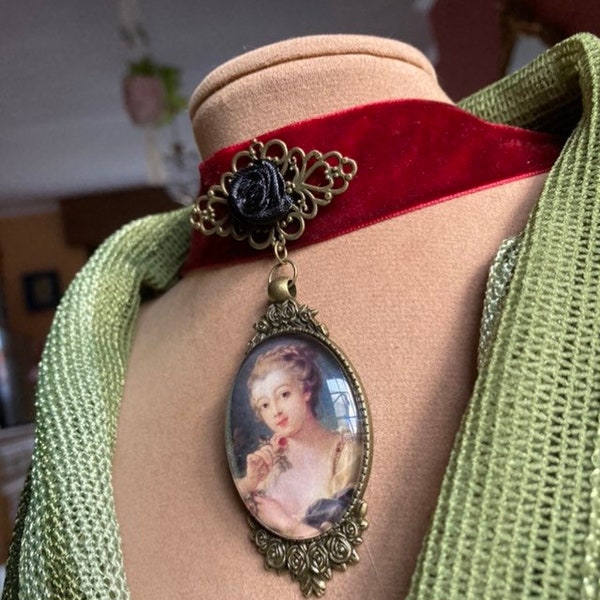 Ras de cou en velours rococo, mode du XVIIIe siècle, fait main, art français, bijoux fantaisie, Versailles, cadeau pour elle, cadeau pour maman, livraison gratuite