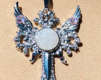 Angel wings, Archangel Gabriel wings pendant, Gift , Rose Quartz, saint Gabriel necklace, angel wings, FREE SHIPPING