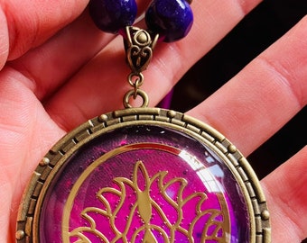 Lotusflower pendant, Yoga, Hinduism, Buddhism, beads, boho, gift for her, FREE SHIPPING