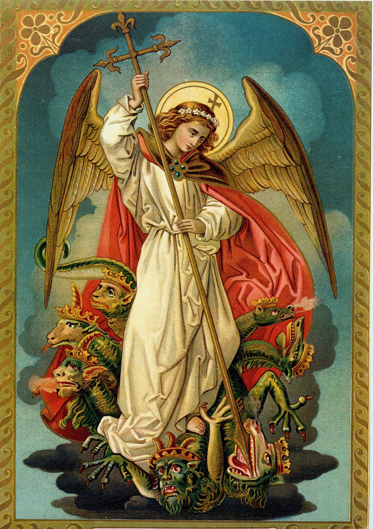 Archangel Michael Saint Michael Slaying the Dragon Archangel Etsy