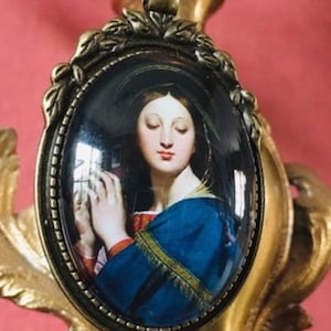 Virgin Mary Pendant - Mother Mary, Mother of God, religious gift, art jewelry, gift for her,FREE SHIPPING