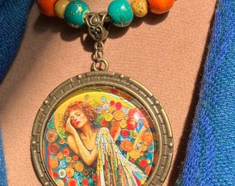 Religious pendant, spiritual jewelry, handmade, angel