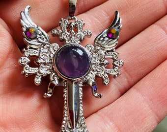 Angel wings, Violet Flame wings pendant, Gift , Gift for mom, angel wings, FREE SHIPPING