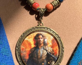 Religious pendant, spiritual jewelry, handmade, angel