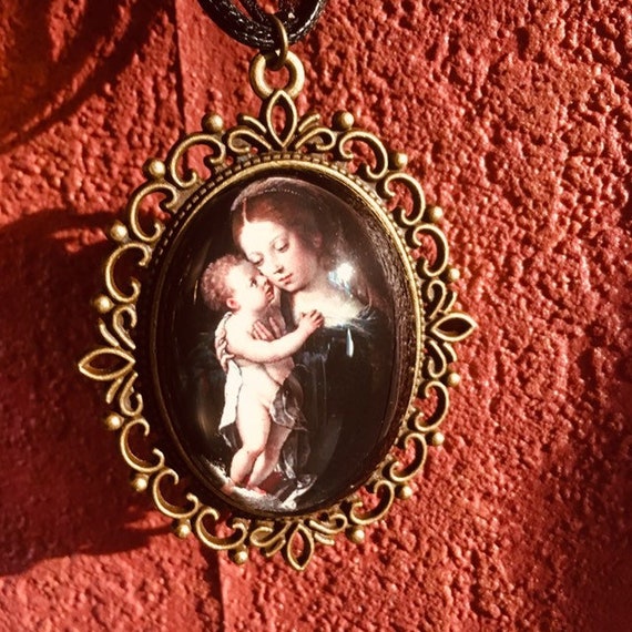 mary and baby jesus pendant
