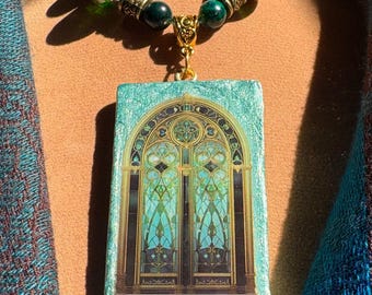 Cathedral window, church window, gothic, mystical, clay jewelry, gift for her, gift for mom, FREE SHIPPING