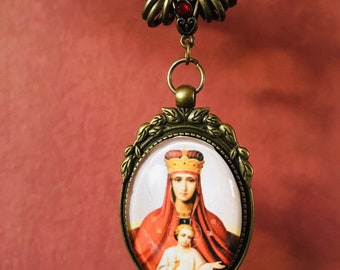 Virgin Mary and Jesus Pendant, Mary and Jesus, Mother and child necklace, Mother of God, gift for her, gift for mom,  FREE SHIPPING