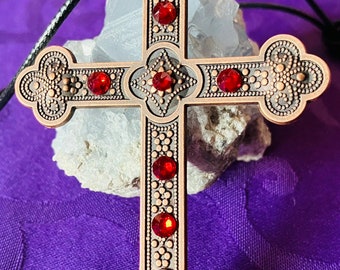 Cardinal's cross, Cross pendant, costume jewelry, Renaissance jewelry, statement jewelry, gift for her, gift for mom, Swarovski, Gothic