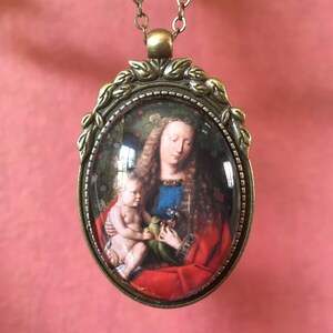 Virgin Mary and Jesus Pendant, Jan Van Eyck, Mother and child, Mary and Jesus, Flemish primitives, gift for her, gift for mom, FREE SHIPPING