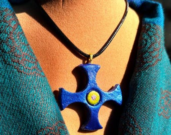 Cross, medieval, gothic, mystical, clay jewelry, gift for her, gift for mom, FREE SHIPPING