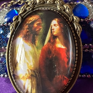 Mary Magdalene and Jesus pendant, Christ and Magdalene necklace, the lost Bride, Easter Morning, gift for her, gift for mom, FREE SHIPPING