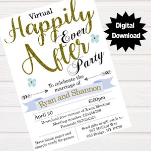 Happily Ever After Wedding Reception Invitation Template, Digital Printable, Elopement ...