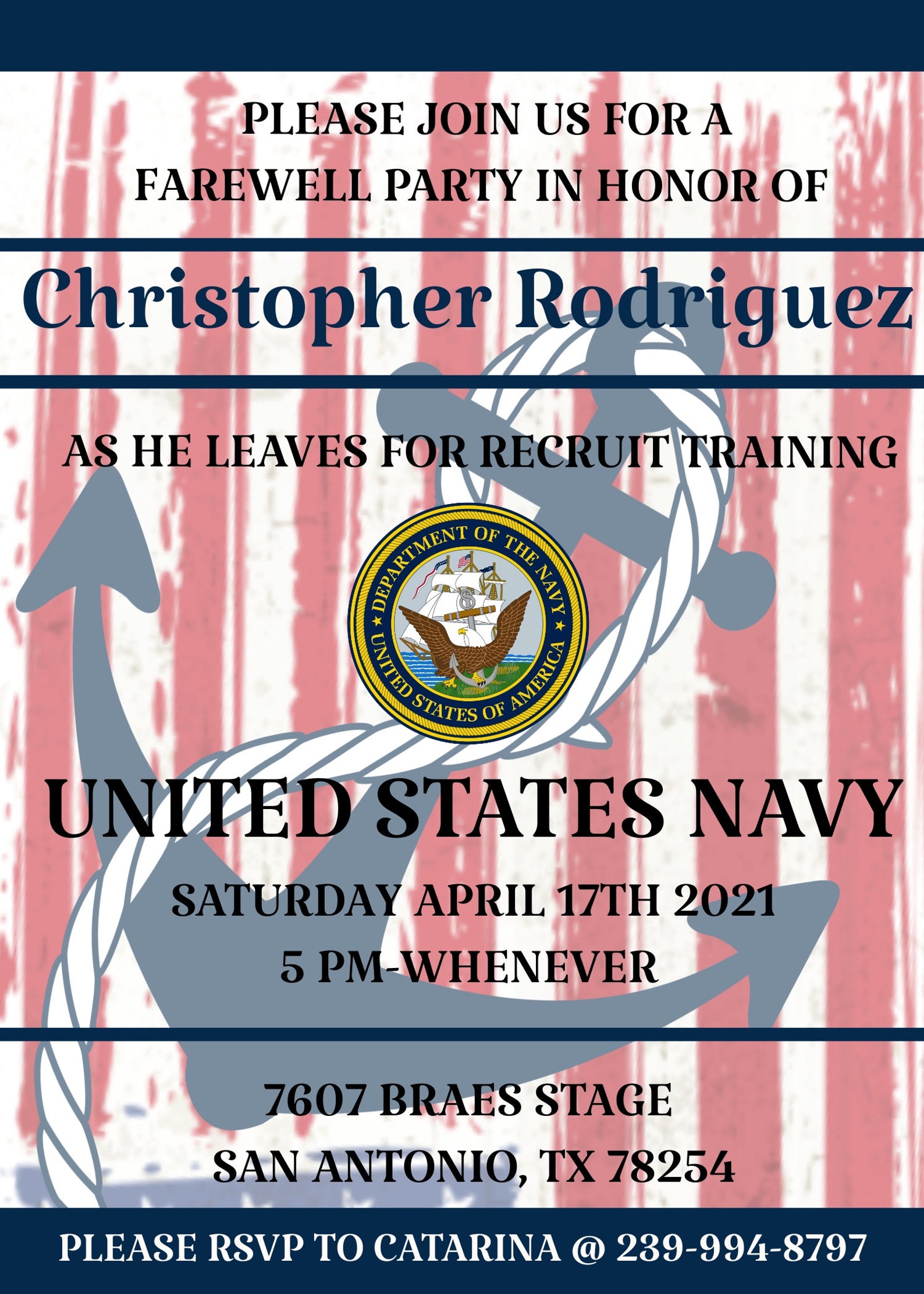 Navy Going Away Party Invitation Digital Download Design Etsy