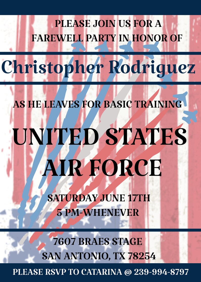 Air Force Going Away Party Invitation Digital Download Design Template ...