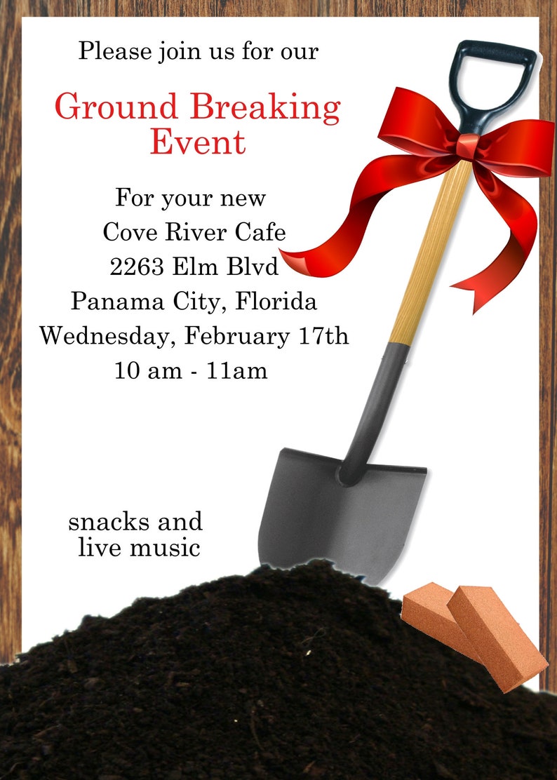 Groundbreaking Party invitation digital download design template svg mockup card