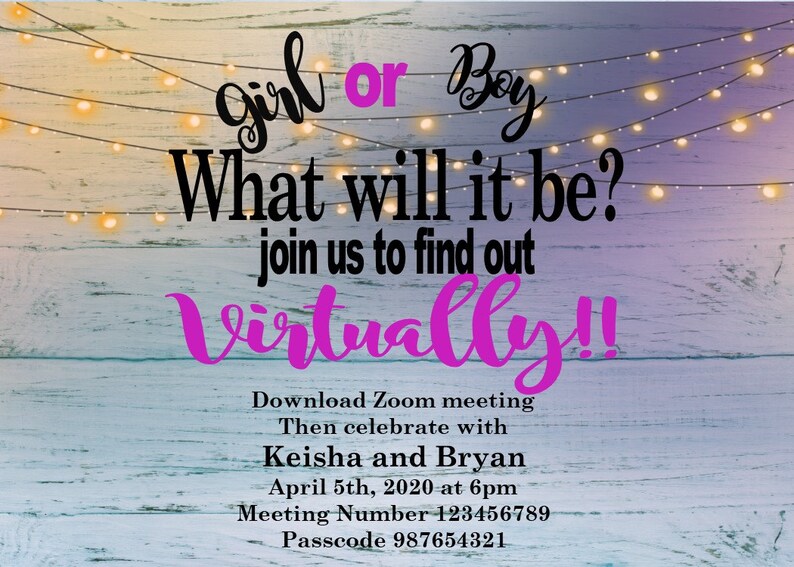 Virtual Gender Reveal Invitations Baby Shower Digital Download Etsy