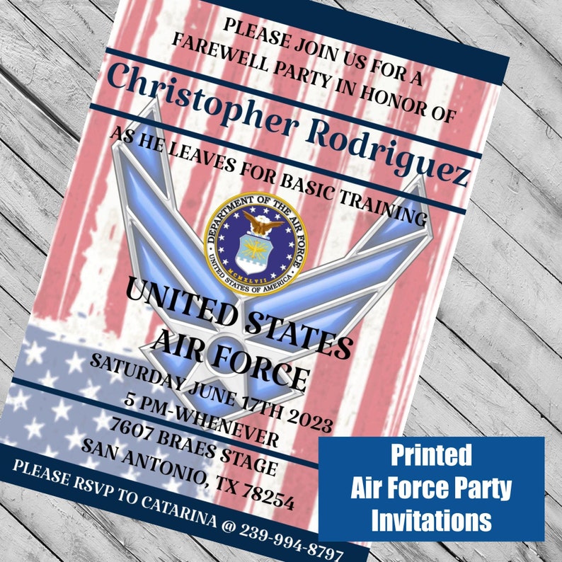 Personalized Air Force Going Away Party Invitation Printed - Etsy