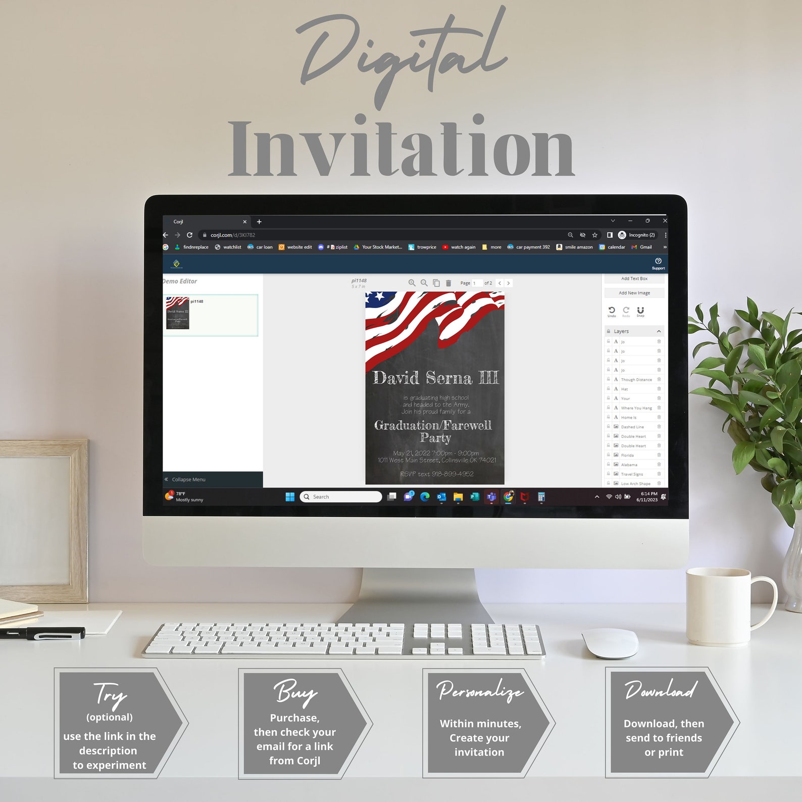 Going Away and Graduation Party Invitation Headed to Military, US Army ...