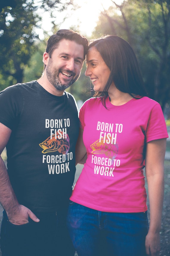 Born to Fish Forced to Work Tshirt, Funny Fishing Shirt for Women