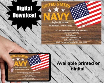 Navy Going Away Party invitation digital download design template svg mockup card invitation for a navy send off military coming home