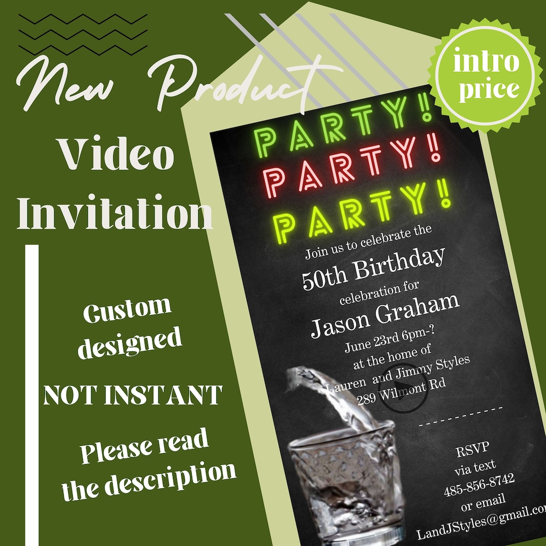Digital Let's Party Shots Birthday Video Invitation, for a Man 50th  Birthday 40 Birthday Unique Electronic E Invite, Video Invitation -  UK