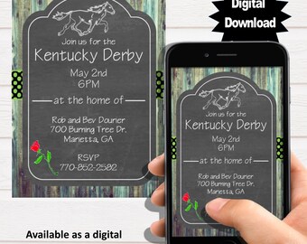 Kentucky Derby Party Invitation horse race watch party custom unique downloadable printable template svg mockup card