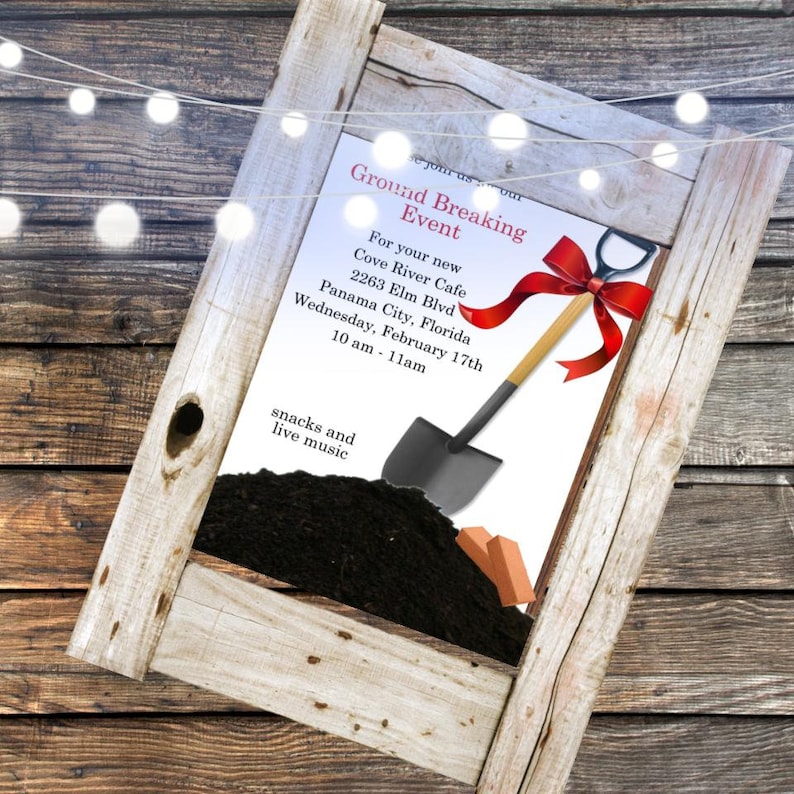 Groundbreaking Party invitation digital download design template svg mockup card
