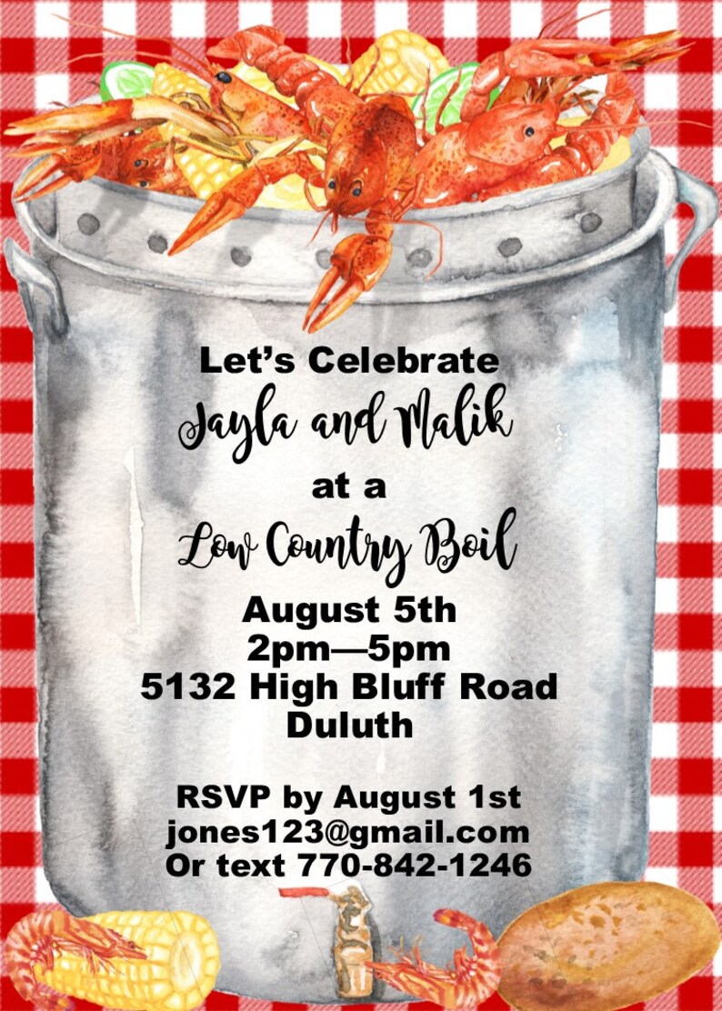 Low Country Boil Engagement Party Invitation North Carolina Boil ...