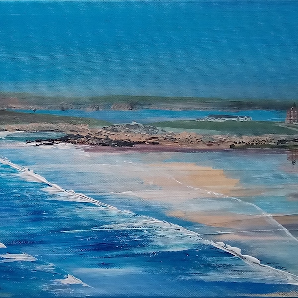 Fistral Surf painting made to order by Cornish Artist Lindsey Keates.