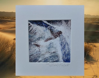 Impressão natural de Cometa, a Orca, da pintura original do artista da Cornualha Lindsey Keates Realismo Contemporâneo.
