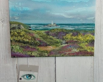 Heather's Godrevy Water Colour made to order Painting by Cornish Artist Lindsey Keates Contemporary Realism