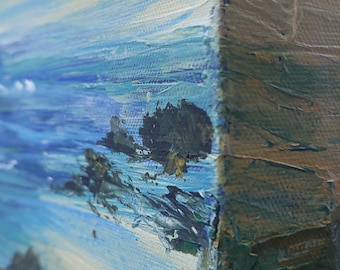 Pintura de Perranporth Surf da artista da Cornualha Lindsey Keates. Disponível em estoque!