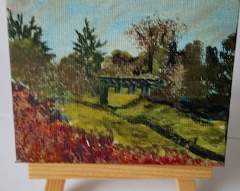 Bissoe Valley Bridge, original mini art painting by Cornish Artist Lindsey Keates.