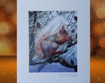 Impressão de esquilo vermelho do Autumn Guardian, da artista da natureza da Cornualha, Lindsey Keates