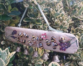 Bee Wind chimes from new range, Hive talking. Turtles, ladybirds made to order, DM. Shell art of the highest standard. By Lindsey Keates.